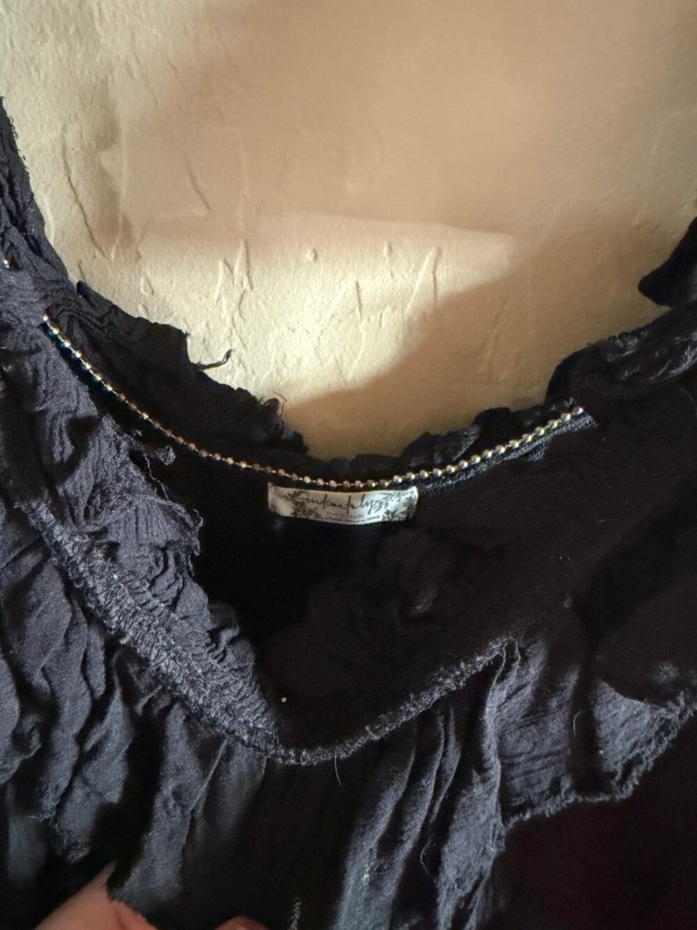 Free People Black Ruffled Tank Top - Picture 2 of 4